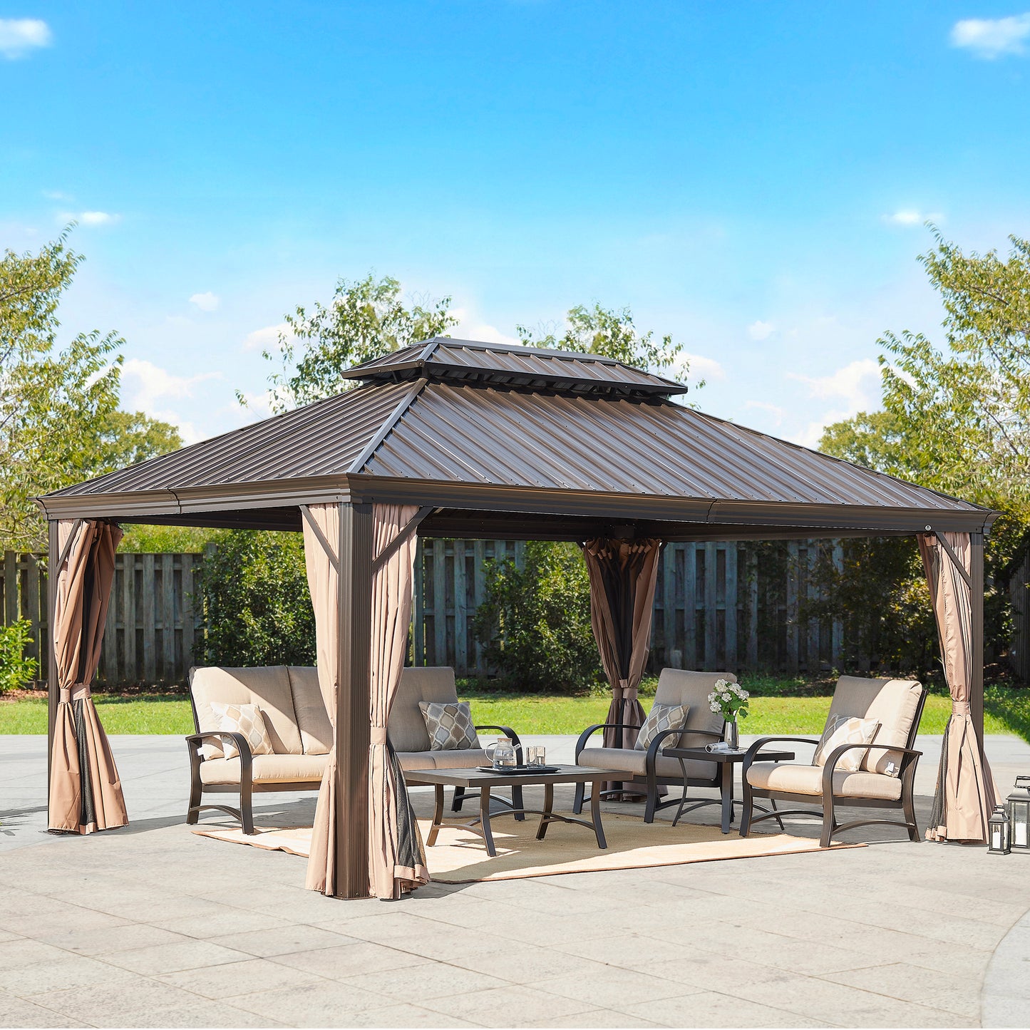 Peakhome Furnishings 12Ft x 16Ft Patio Hardtop Gazebo
