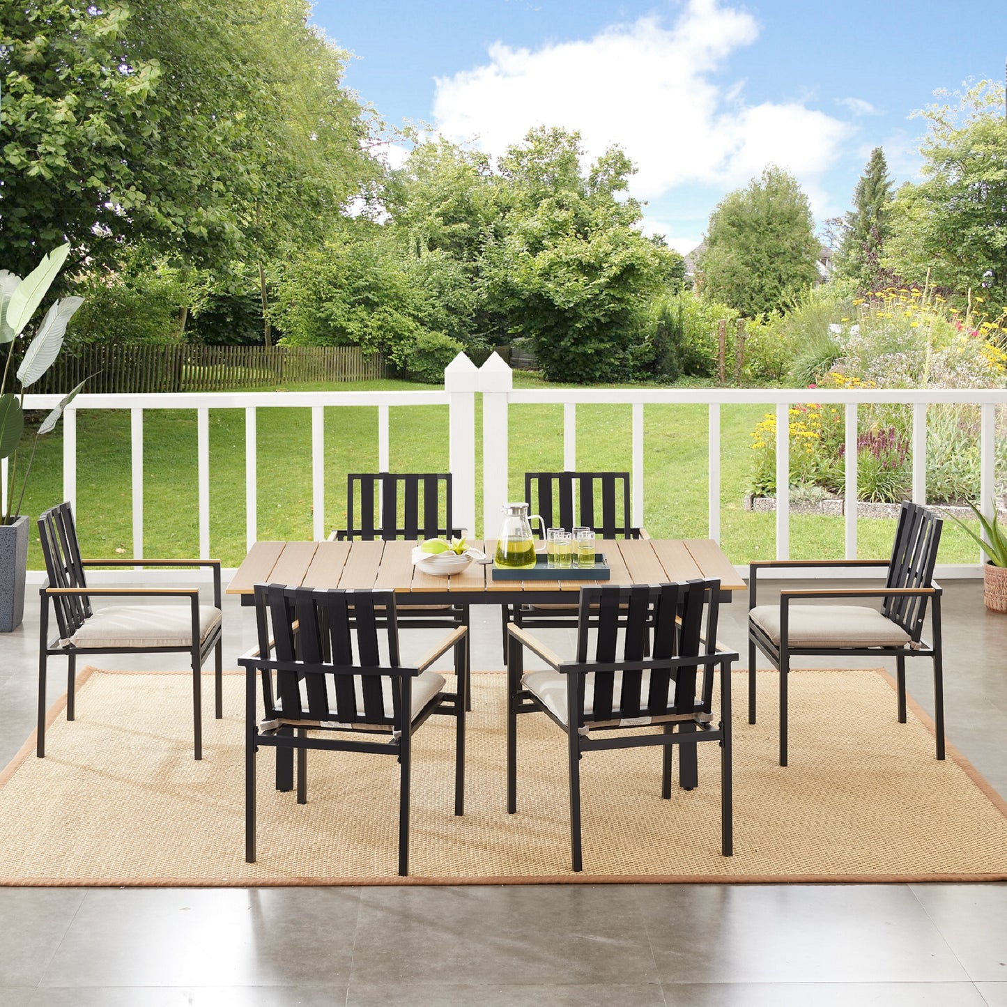 Peakhome Furnishings 7 Piece Rectangular Patio Dining Set