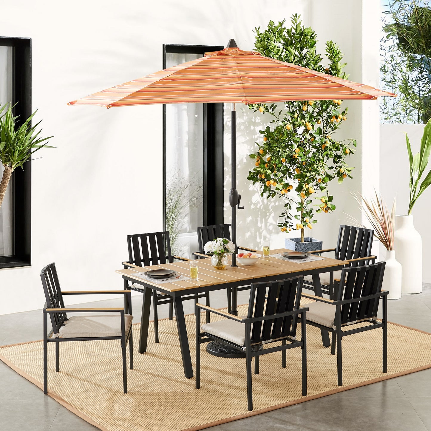 Peakhome Furnishings 7 Piece Rectangular Patio Dining Set