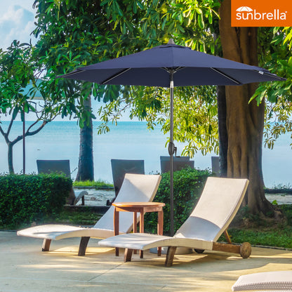 Patio TREE 9Ft Manual-tilted Patio Round Market Umbrella with Crank Handle and Sunbrella Fabric (Canvas Navy)