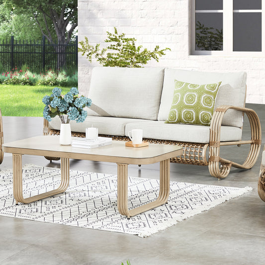 Peakhome Furnishings Arsterie 2 Pieces Patio Aluminum Conversation Loveseat Set