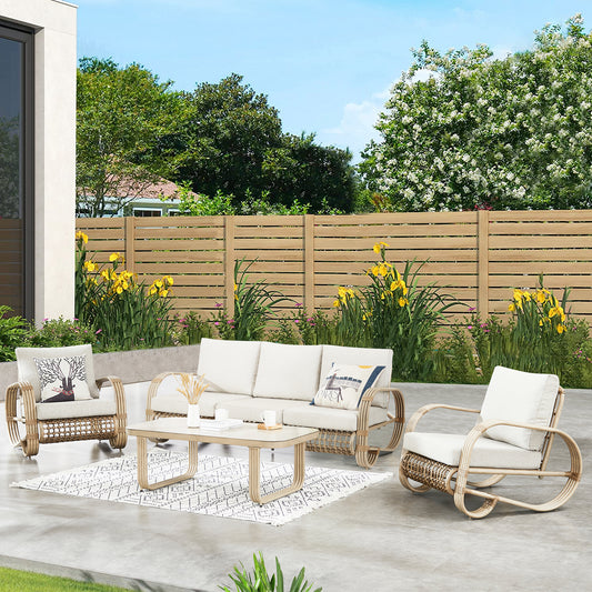 Peakhome Furnishings Arsterie 4-Pieces Aluminum Patio Conversation Sofa Sets