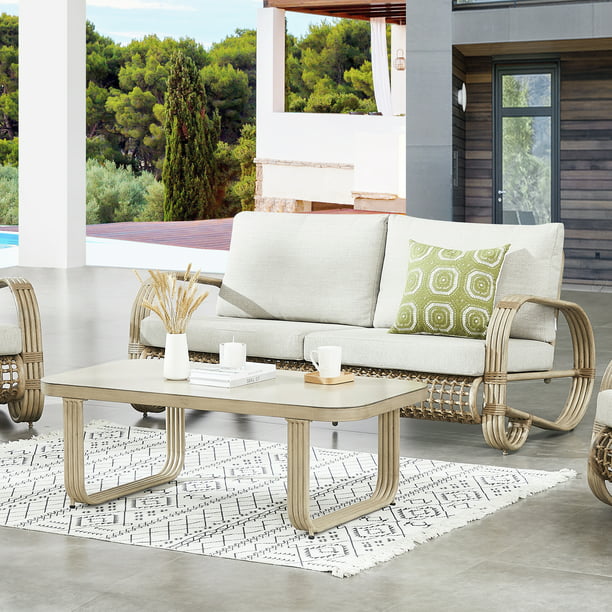 Peakhome Furnishings Arsterie Aluminum Patio Rectangular Coffee Table