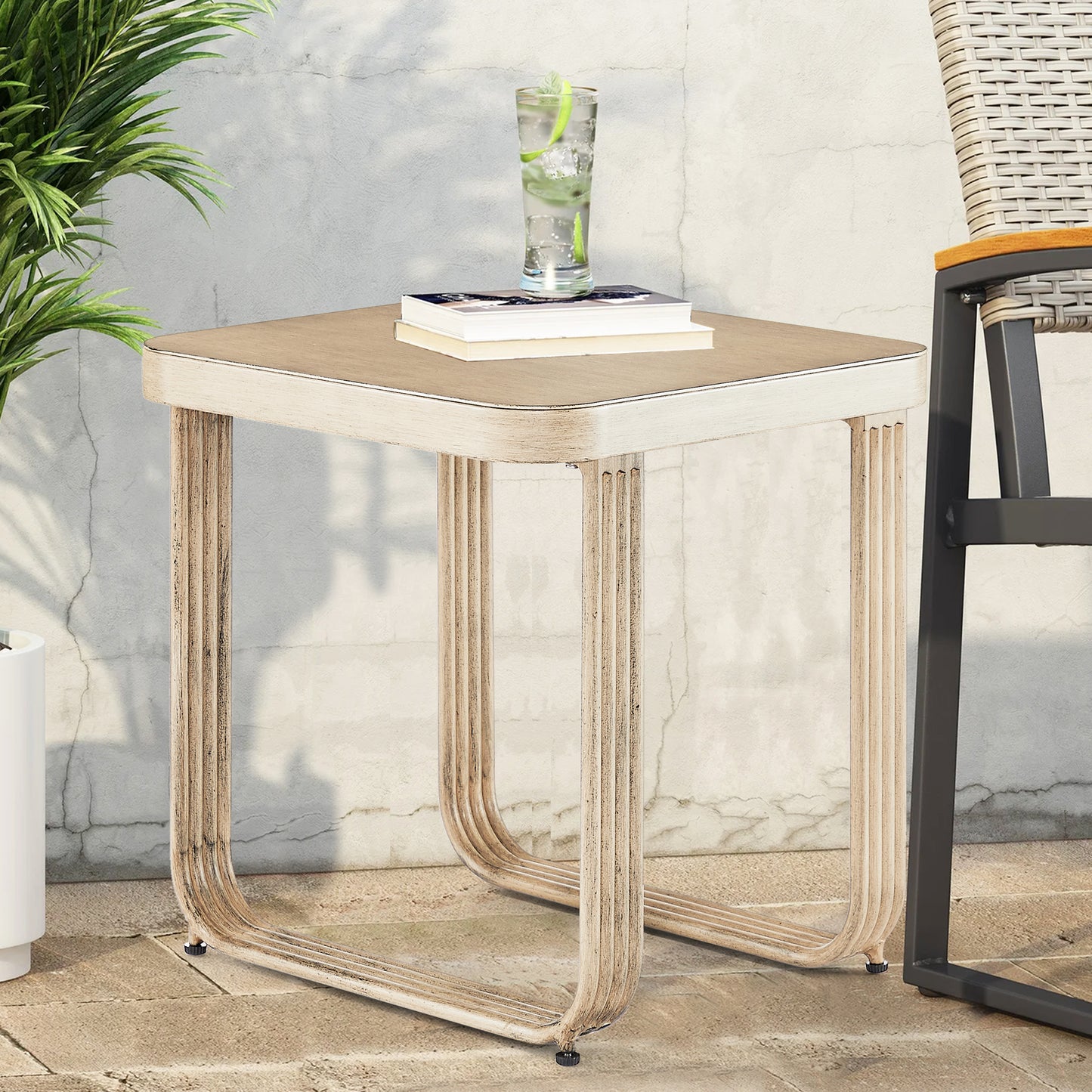 Peakhome Furnishings Arsterie Aluminum Patio Square Side Table