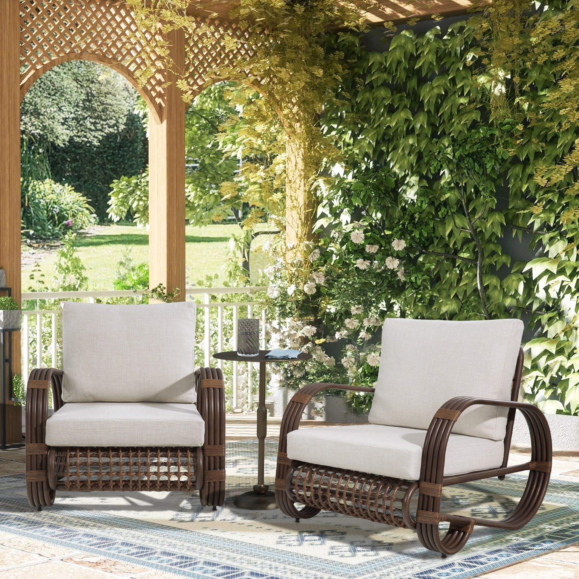 Peakhome Furnishings Arsterie Patio Hand-Brush Aluminum Club Chairs