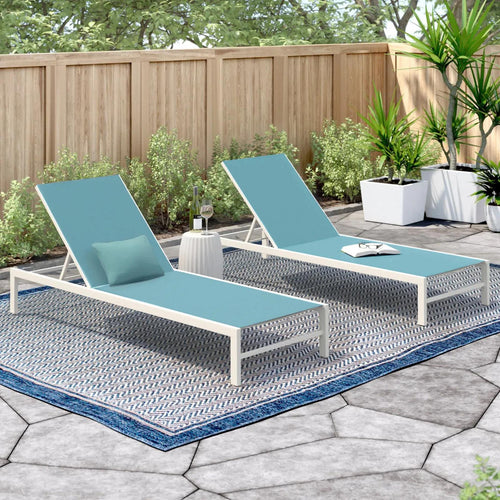 Peakhome Furnishings Outdoor Aluminum Chaise Lounge Chairs Set 