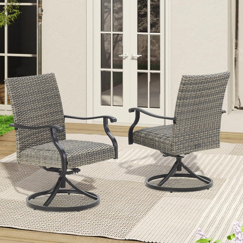 Peakhome Furnishings Pavane 2-Pieces Patio Rattan Swivel Dining Chair