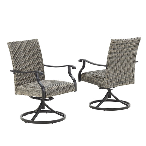 Peakhome Furnishings Pavane 2-Pieces Patio Rattan Swivel Dining Chair