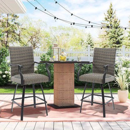 Peak Home Pavane Outdoor Wicker Counter Height Bar Stools