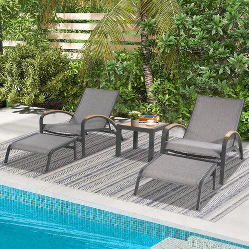 Peakhome Furnishings Aluminum Chaise Lounge Chair Set