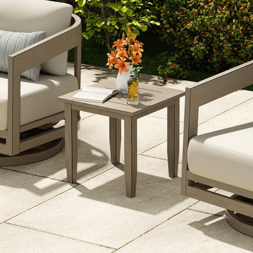 PEAKHOME Harmonti Patio 3-Piece Aluminum Swivel Conversation Set With Side Table