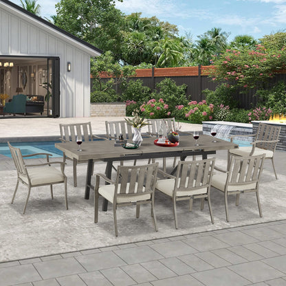 Peakhome Azur 8 Person Automatic Extendable Aluminum Patio Dining Set