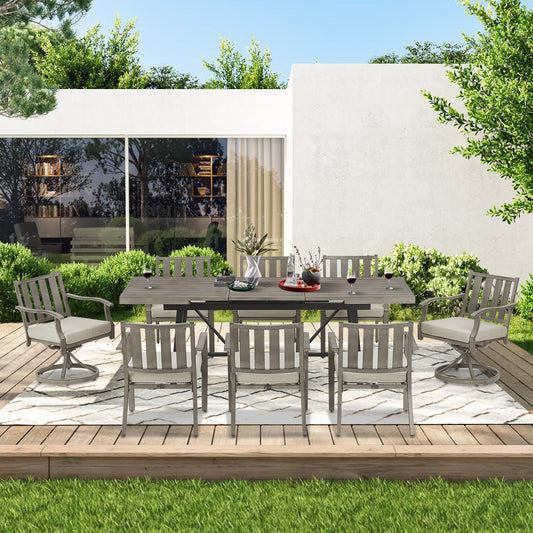 Azur 8 Person Automatic Extendable Aluminum Patio Dining Set