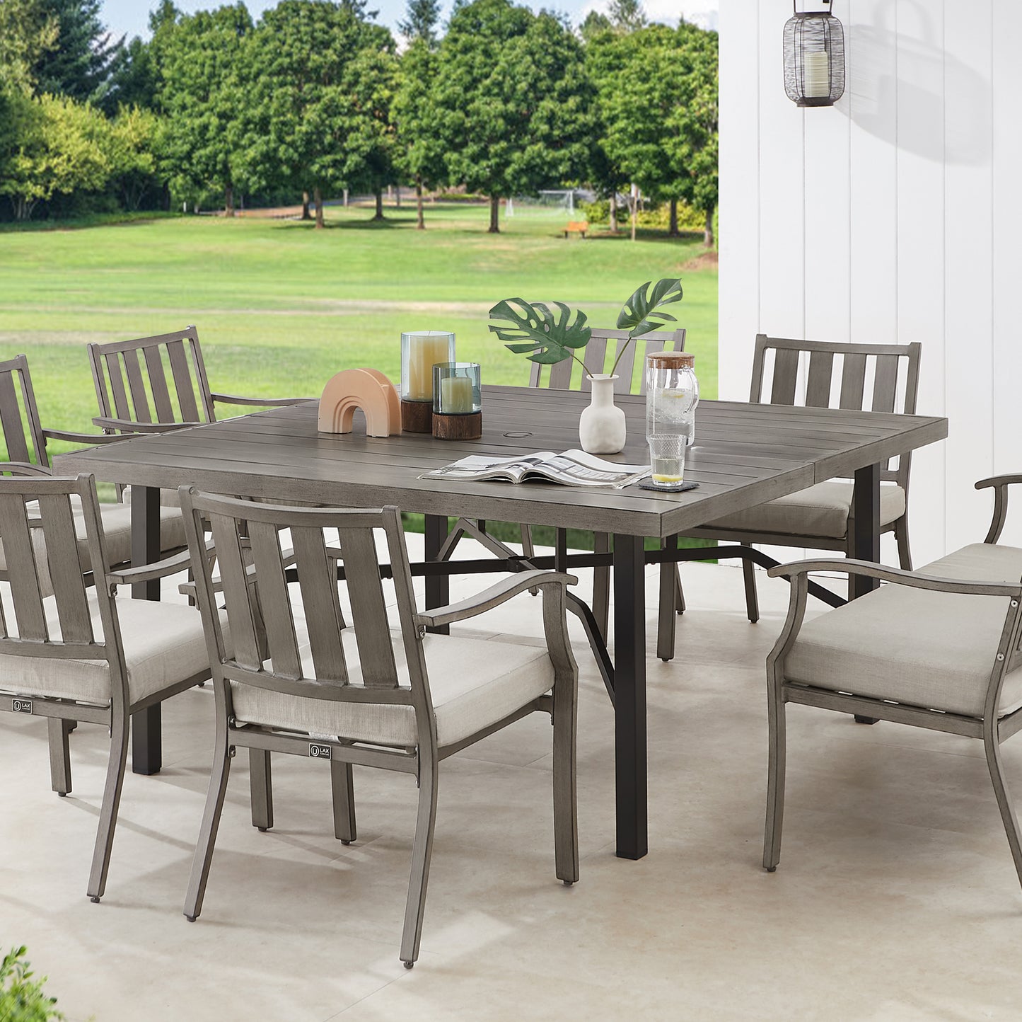 Peakhome Furnishings Aluminum Patio Square Dining Table