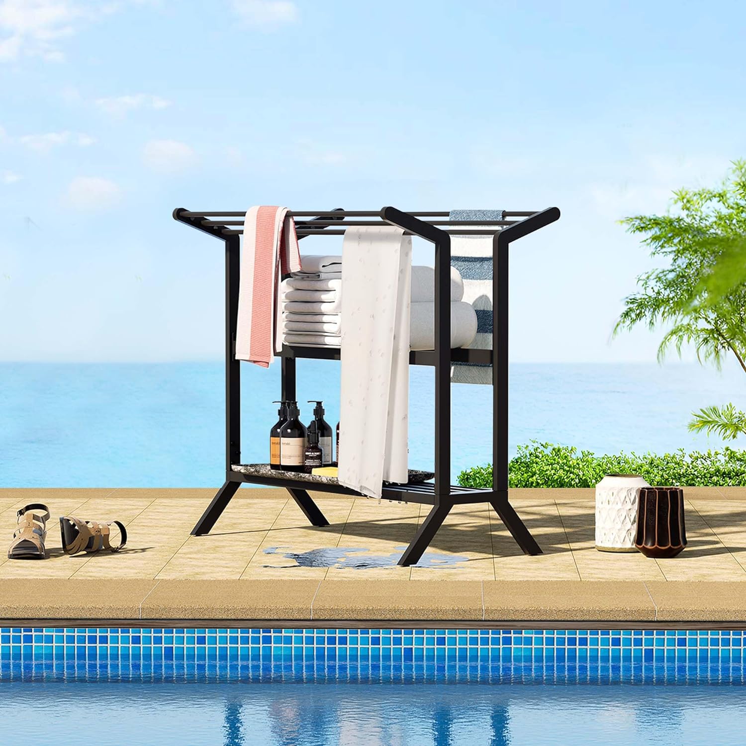 Towel Drying Rack Pool Towel Rack Outdoor Wall Mount Towel Holder