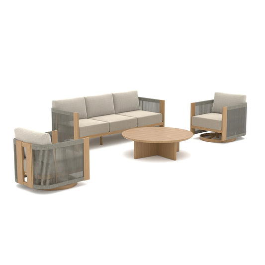 Positano 4-Piece Premium Olefin Rope Swivel Patio Seating Set