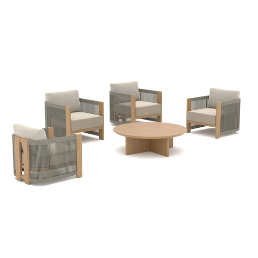 Positano 5-Piece Aluminum Outdoor Seating Set with Sunbrella® Cushions