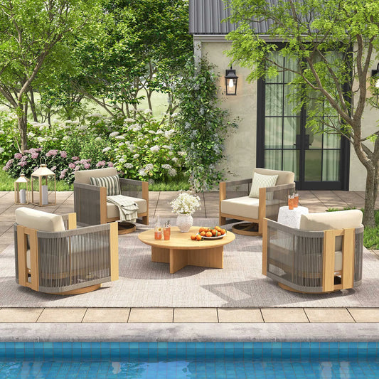 Positano 5-Piece Swivel Patio Conversation Set with Sunbrella® Cushions
