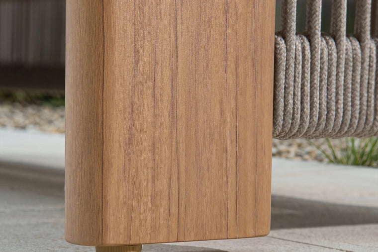 Thickened Aluminum Frame, Teak Wood Finish