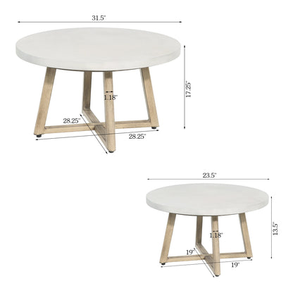 Spy Round Nesting Coffee Table Set With Sythetic Fibre Concrete Tabletop