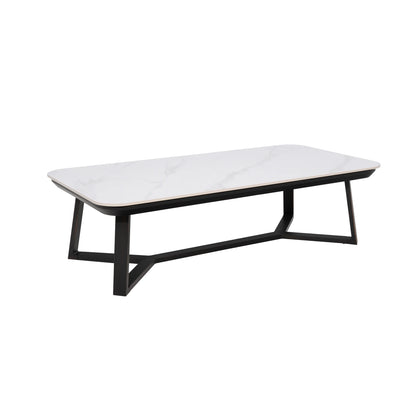 Coffee table with Sintered Stone Tabletop and black metal frame 