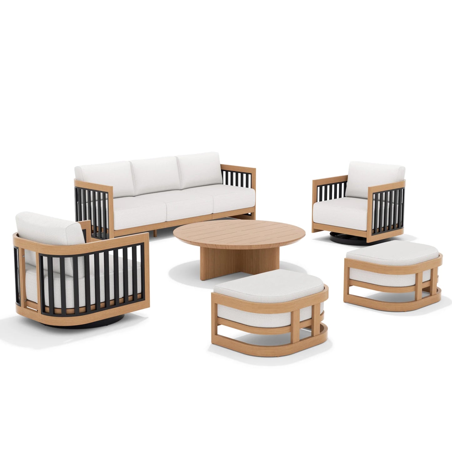 Sereno 6-Piece Patio Swivel Conversation Set with Ottomans