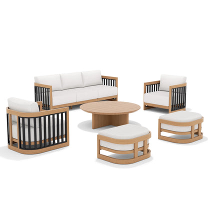 Sereno 6-Pieces Patio Club Lounge Chair Set with 2 Ottoman