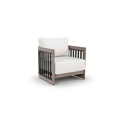 Wooden armchair with white cushion 
