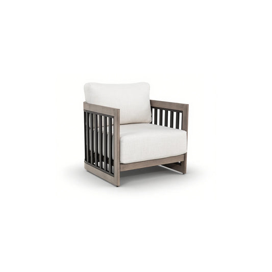 Wooden armchair with white cushion 