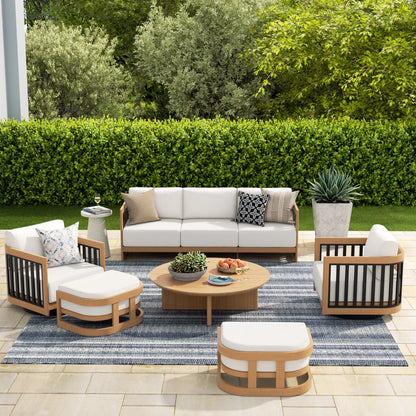 Sereno 6-Piece Patio Swivel Conversation Set with Ottomans