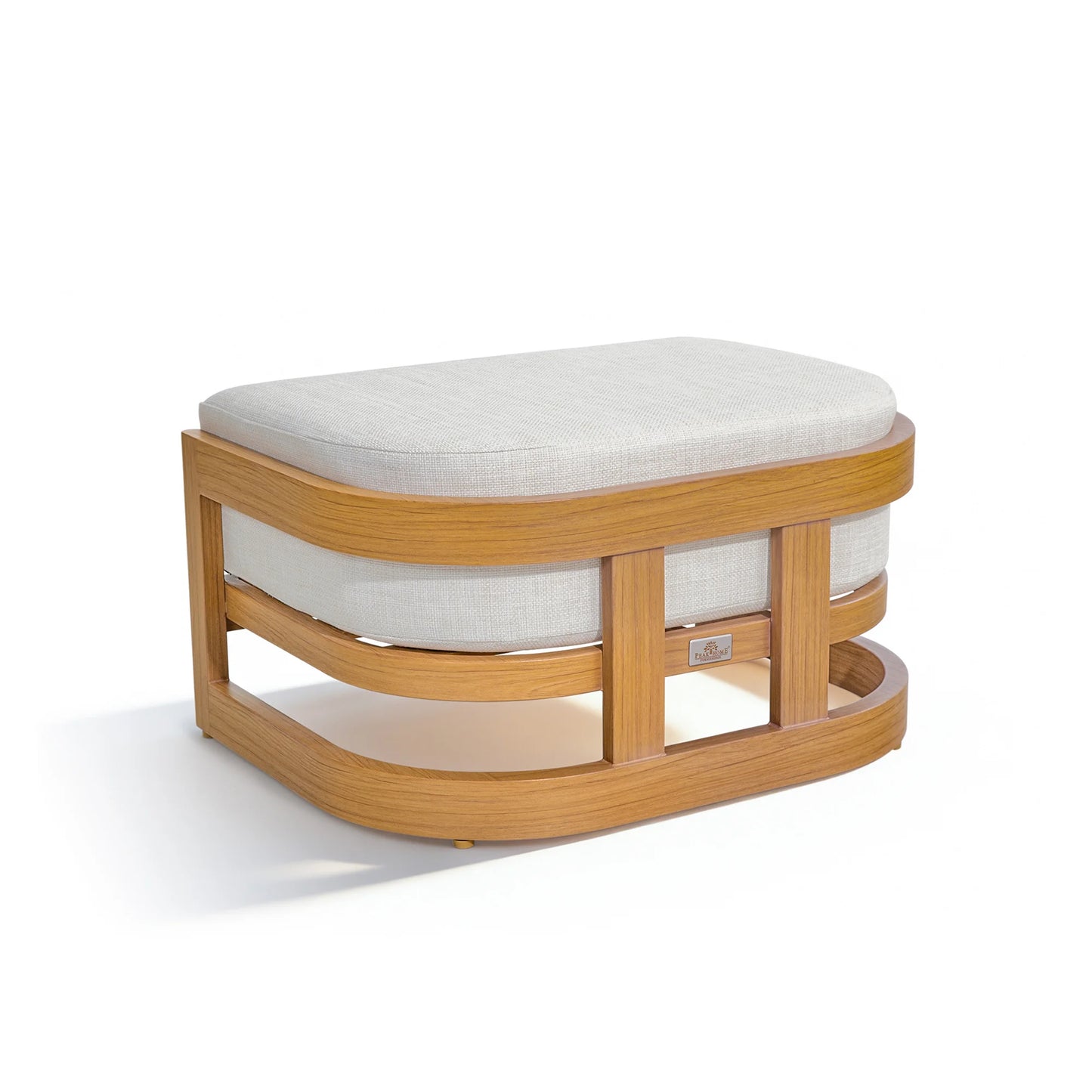 Sereno Aluminum Patio Ottoman With Teak Wood Grain