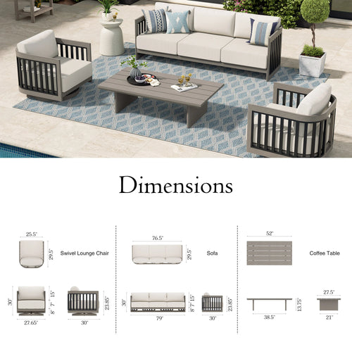 Sereno Patio Furniture Sofa Set with Swivel Chairs