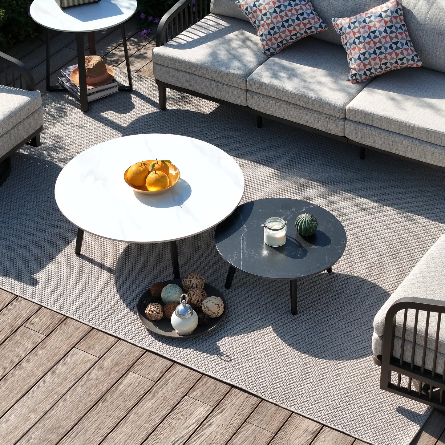 Asheville 6-Piece Aluminum Patio Seating Set With Nesting Sintered Stone Tables