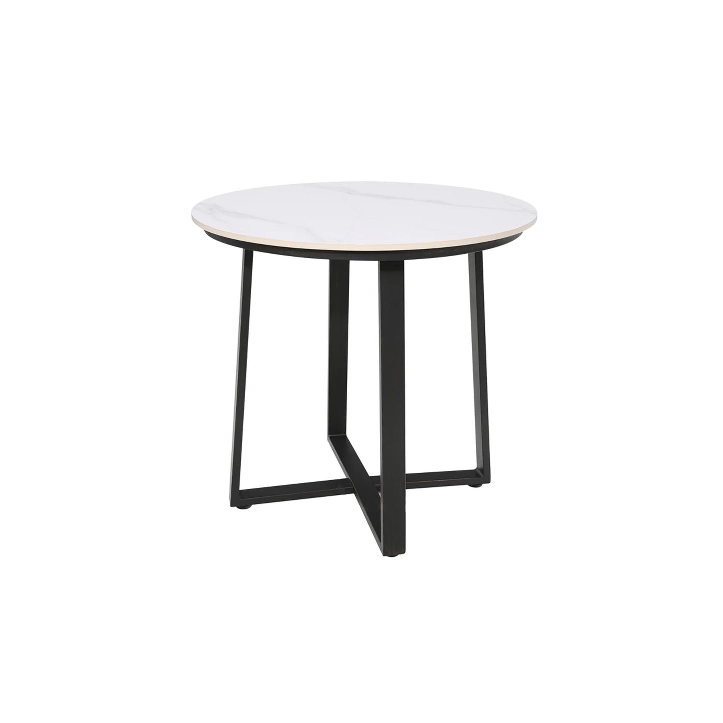 PEAKHOME-Stipa Round End Table With Sintered Stone Tabletop