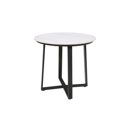 PEAKHOME-Stipa Round End Table With Sintered Stone Tabletop
