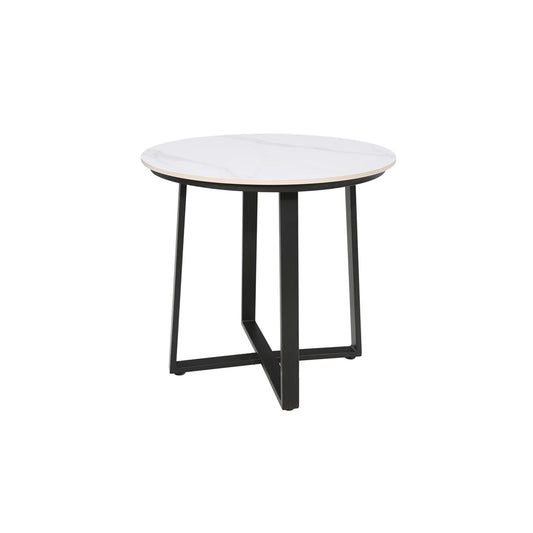 PEAKHOME-Stipa Round End Table With Sintered Stone Tabletop