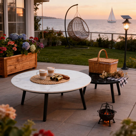 PEAKHOME-Stipa Nesting Coffee Table With Sintered Stone Tabletop 2-Pieces