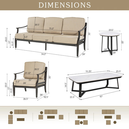 Tamarin 5 Piece Outdoor Furniture Set With Sunbrella® Cushions
