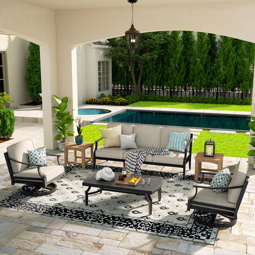 Tamarin 4 Pieces Aluminum Patio Conversation Set With Sunbrella® Cushions