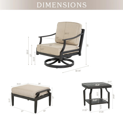 Tamarin 5-Piece Outdoor Swivel Chair Set