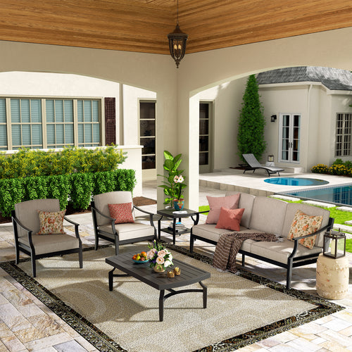 Tamarin 5 Pieces Aluminum Patio Conversation Set With Sunbrella® Cushions