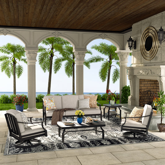 Tamarin 5 Pieces Aluminum Patio Conversation Set With Sunbrella® Cushions