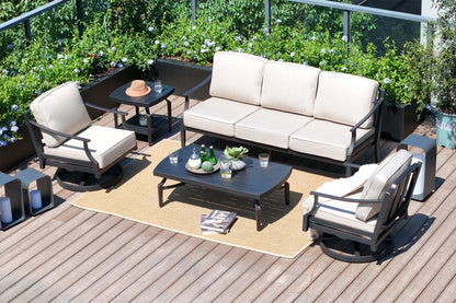 Tamarin 5 Pieces Aluminum Patio Conversation Set With Swivel Chair