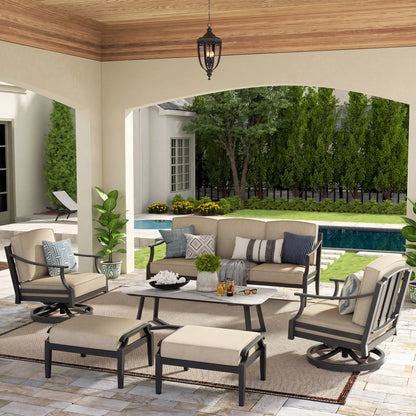 Tamarin 6-Pieces Conversation Sofa set with Sintered Stone Table