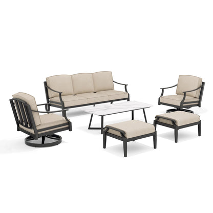 Tamarin 6-Pieces Conversation Sofa set with Sintered Stone Table
