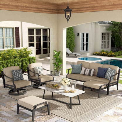 Tamarin 6-Pieces Conversation Sofa set with Sintered Stone Table