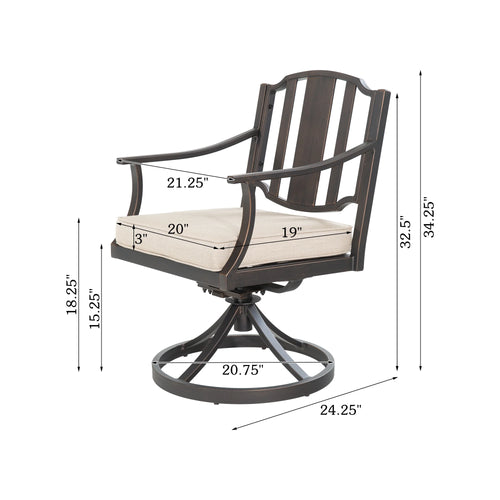 Tamarin 2-Piece Outdoor Dining Swivel Chair