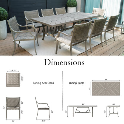 Tampa 9 Piece Rectangular Patio Dining Set