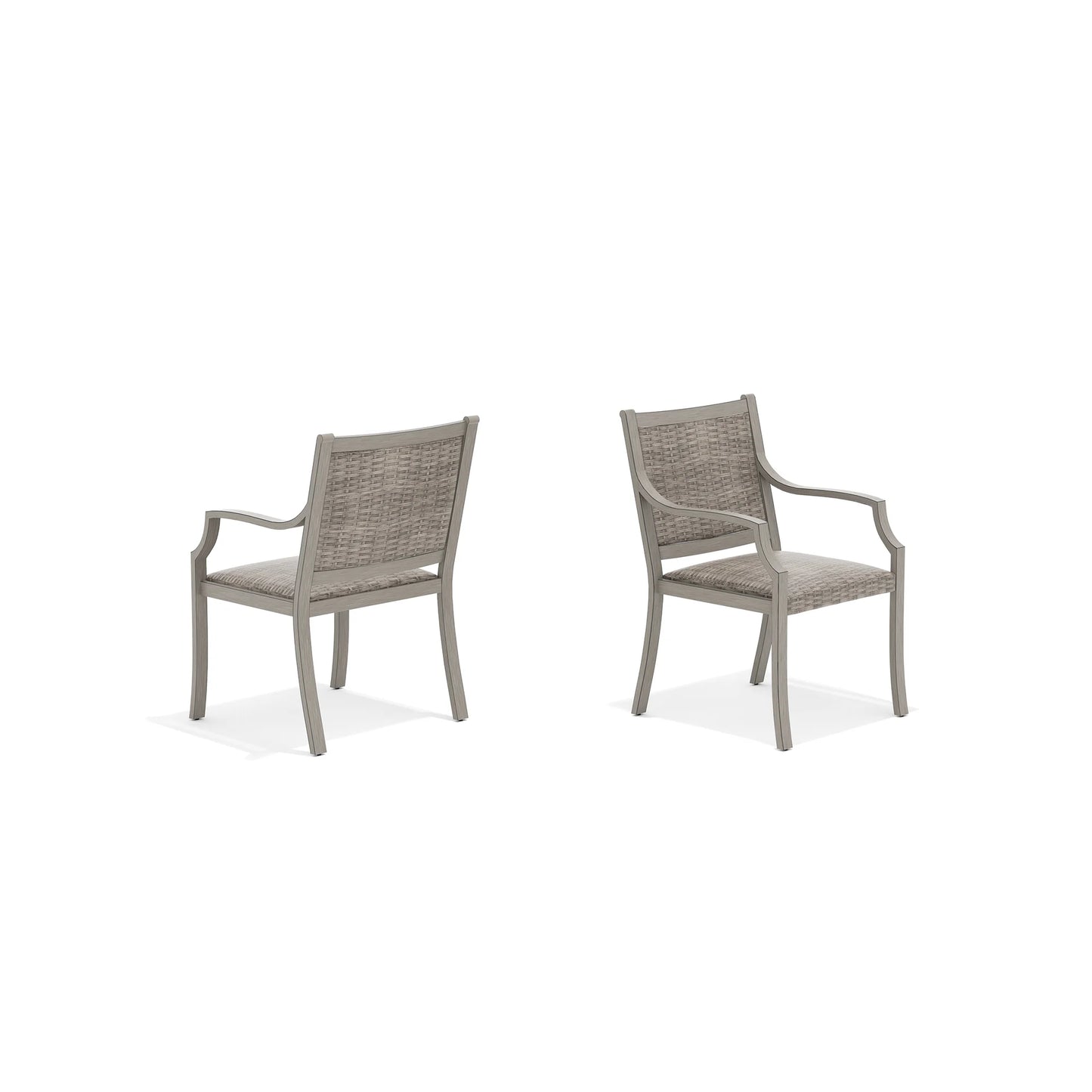 Two gray wicker chairs 