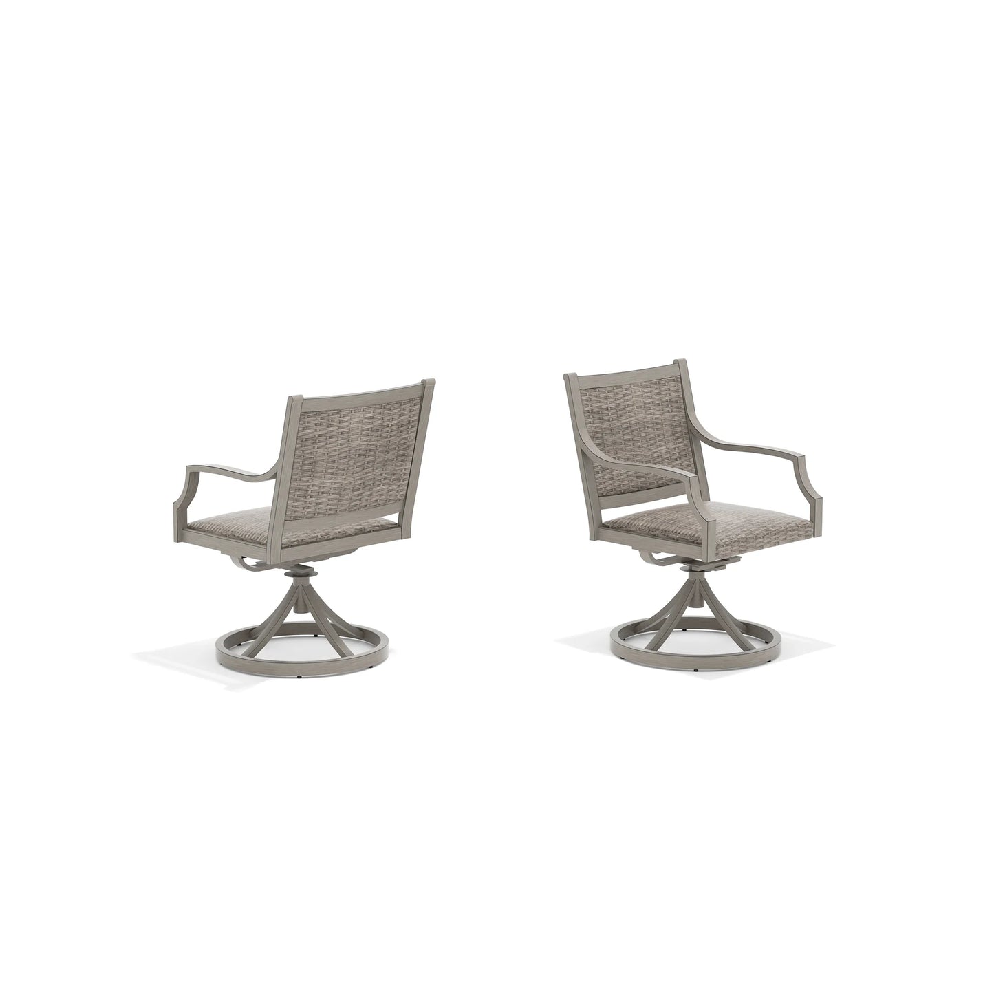 Two wicker swivel chairs